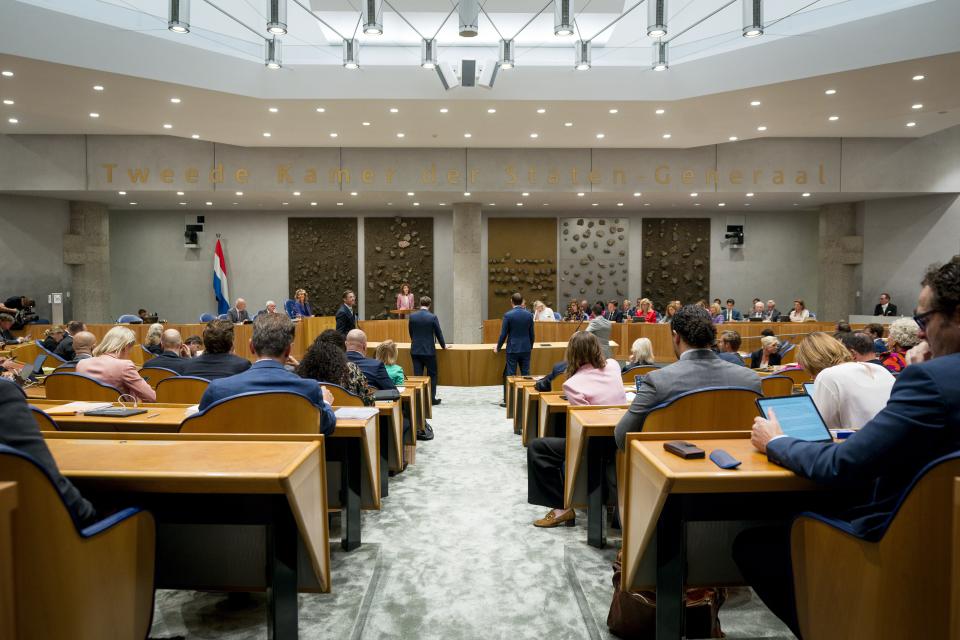 Overzicht van de plenaire zaal tijdens het debat over de Algemene Politieke Beschouwingen 2023. 