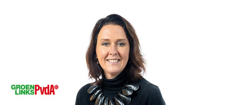 Portretfoto Anita Pijpelink met partijlogo GL-PvdA