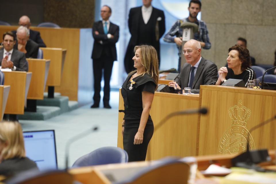 Marianne Thieme (PvdD) bij haar afscheid in de Tweede Kamer