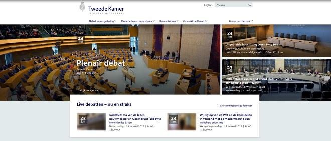 Screenshot van nieuwe website Tweede Kamer