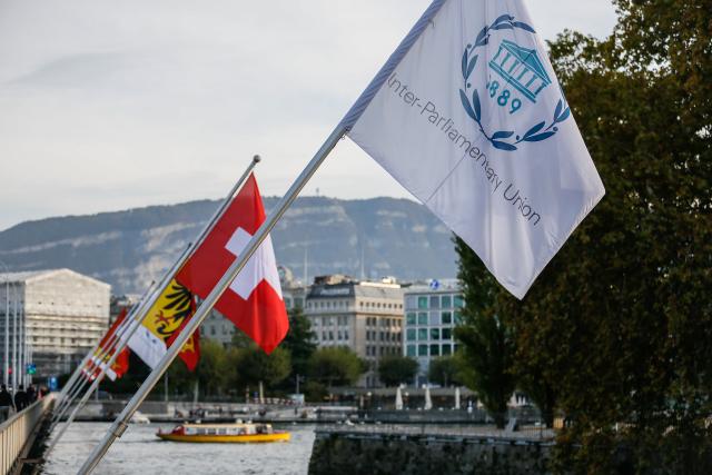 IPU-vlag in Geneve tijdens de 139e sessie